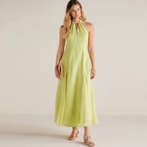 Women’s mint green Soft Surroundings maxi dress linen & silk, size XL, worn once